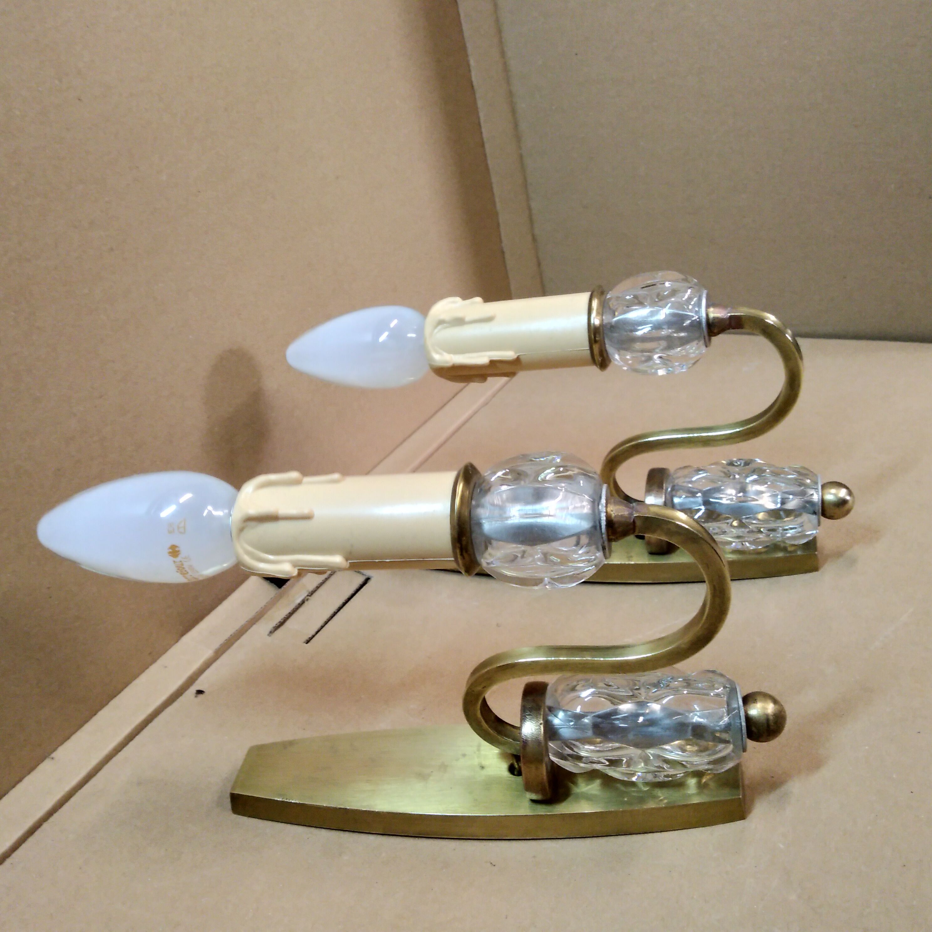Pair of bronze and glass sconces 1940