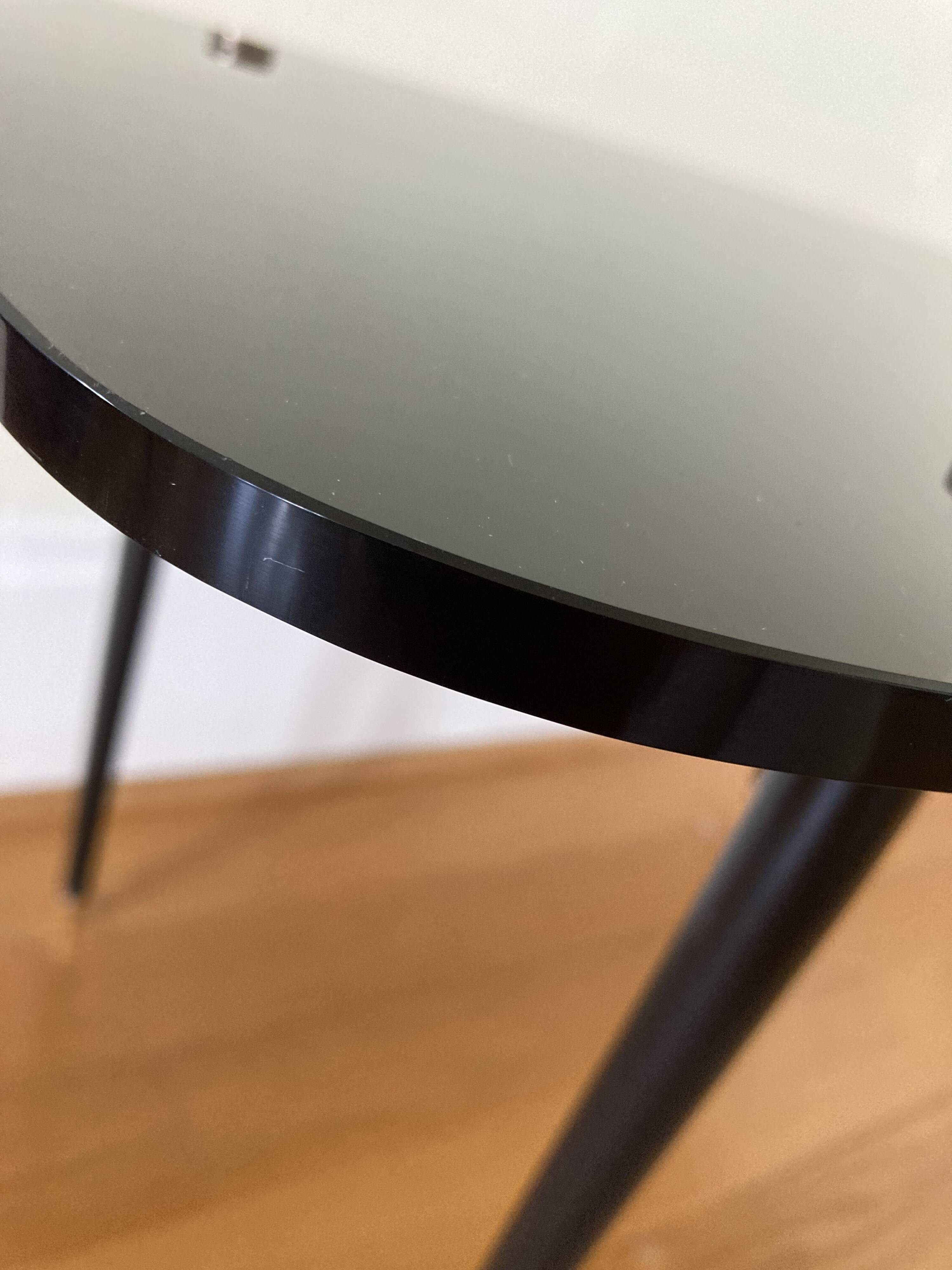 Black glass and metal coffee table from the 50s