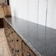 Craft cabinet with drawers in wood and blue stone