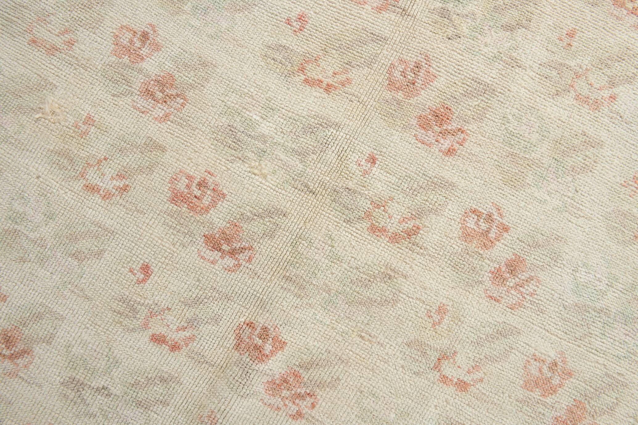 5x10 Floral Pattern Beige & Red Vintage Rug, 153x315Cm