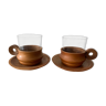 Set de 2 tasses bois et verre