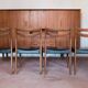 Set of 4 wooden and black faux leather chairs, Scandinavian style, wooden chair