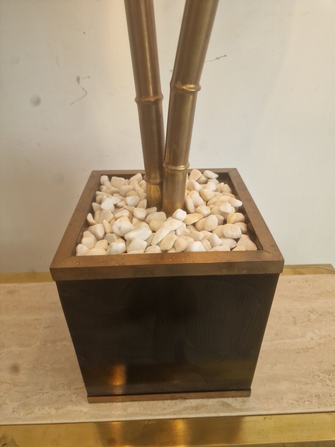 Lampe de table palmier en laiton vintage Maison Jansen, années 1970, France