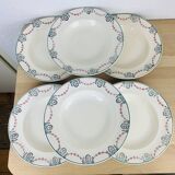 6 Longwy iron earth soup plates