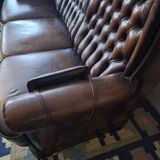 Chesterfield 3-seater chestnut coloured leather sofa