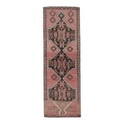 1970s Turkish Oushak Handmade Wool Cotton Pink Runner Rug  98x293