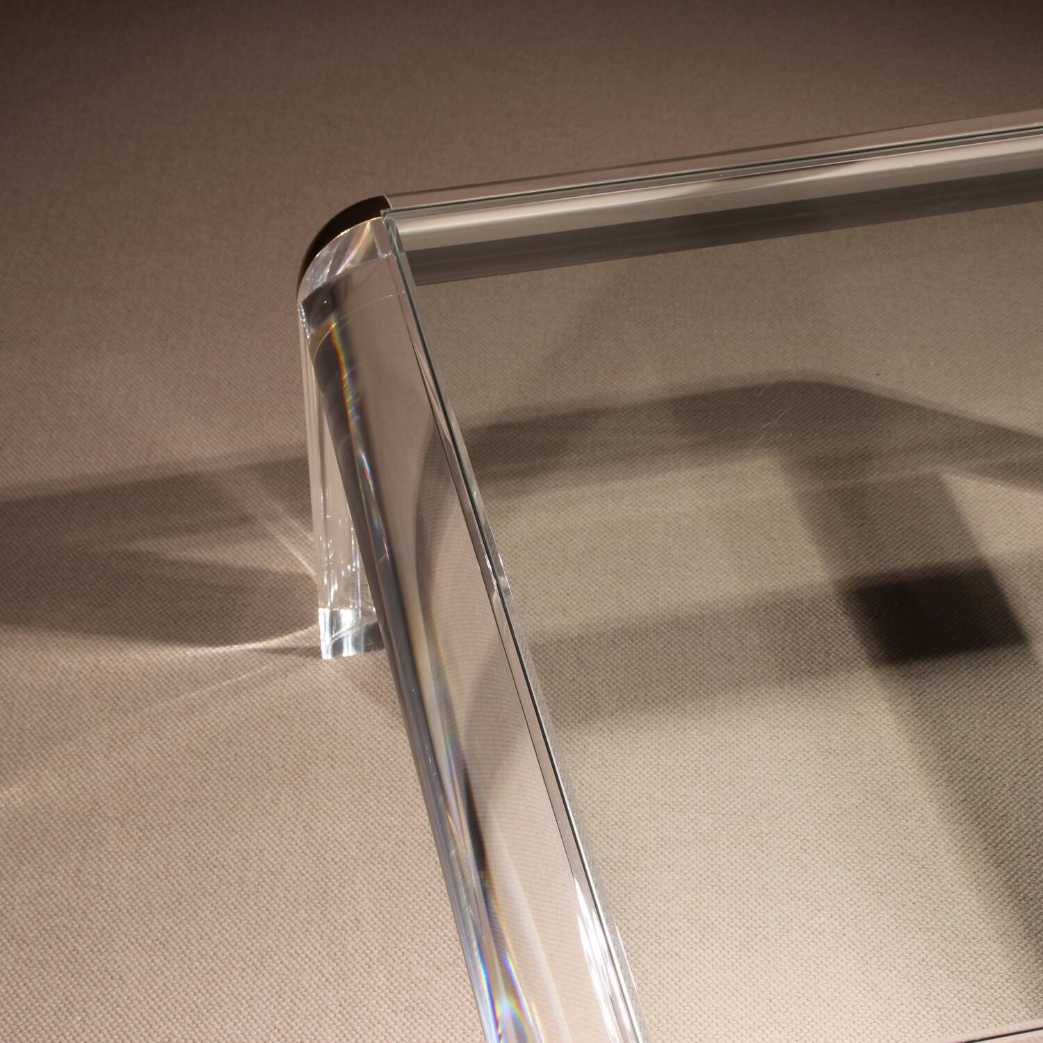 Square Lucite & Brass Coffee Table | Europe 1970s