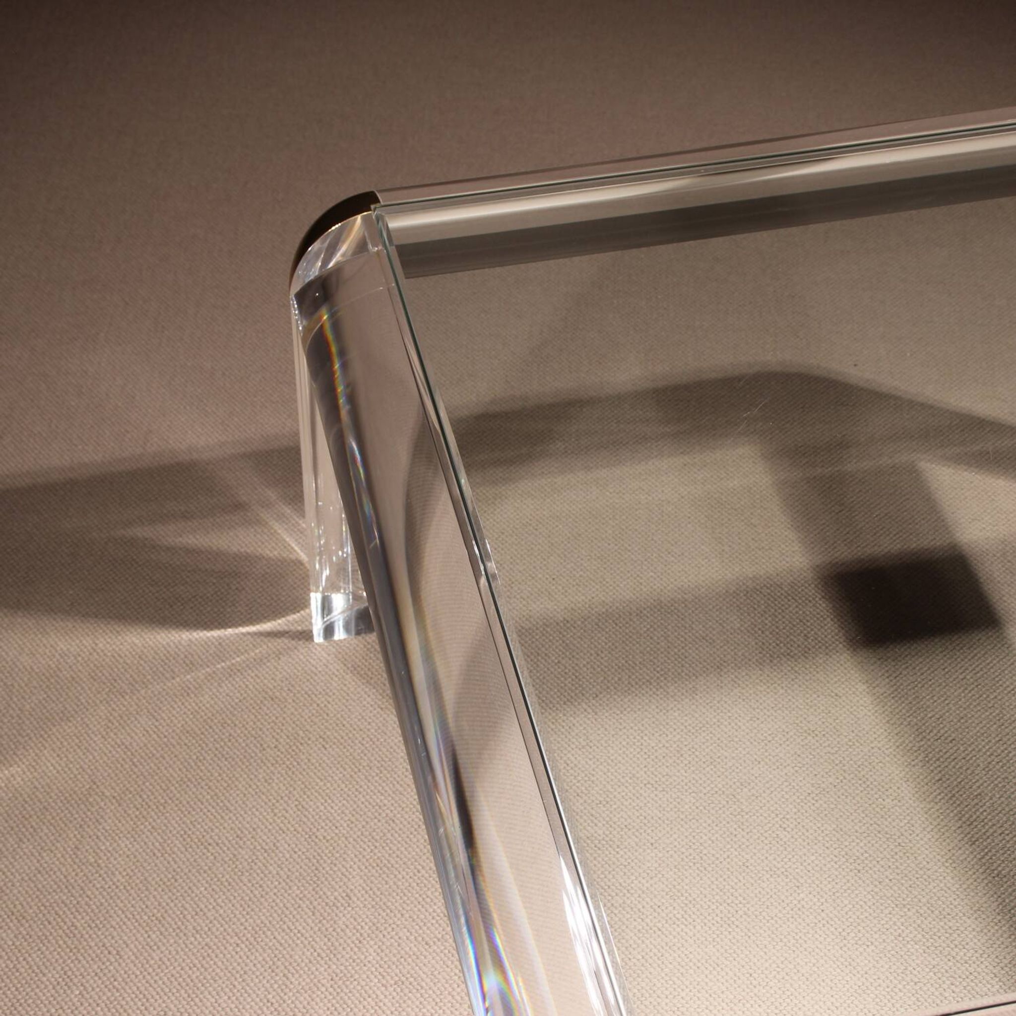 Square Lucite & Brass Coffee Table | Europe 1970s