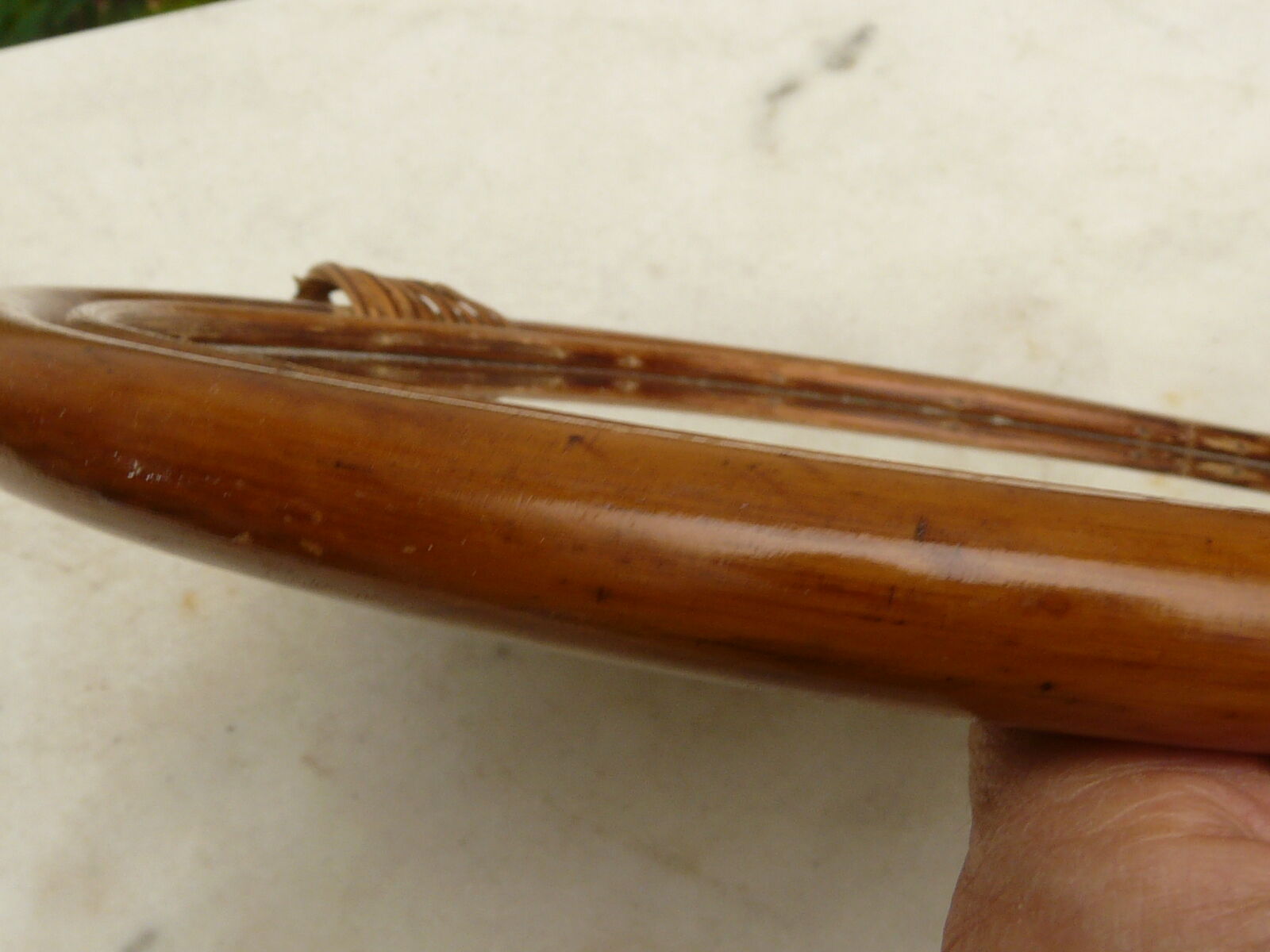 Miroir vintage ovale en bambou et rotin - 31x28cm