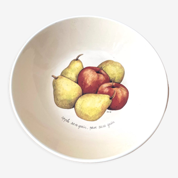 Ceramic salad bowl apples and pears Ter Steege Rÿssen vintage