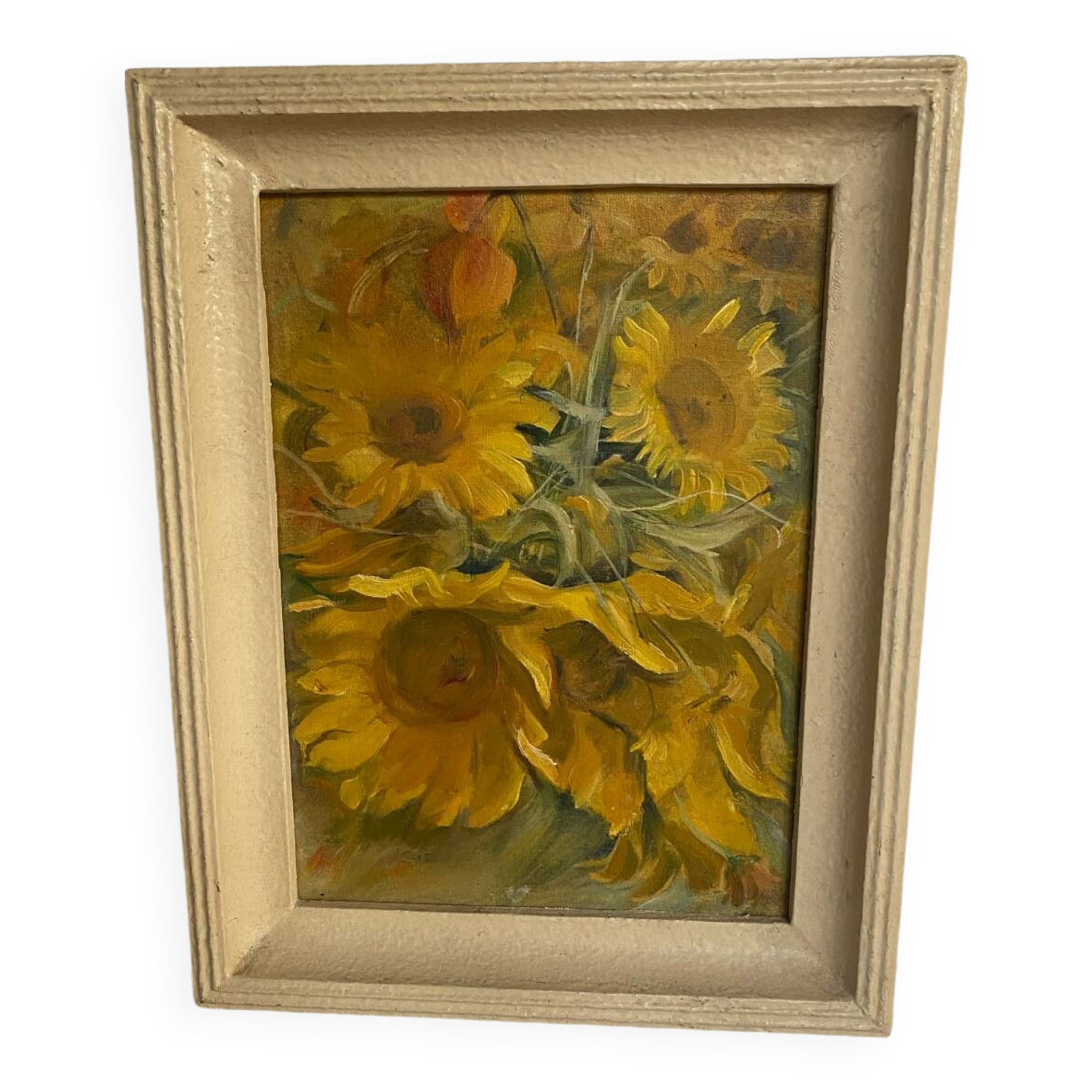 Old framed oil on canvas “Sunflowers”
