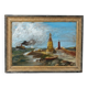 Old marine painting oil on canvas signed Y. Delaporte port entrance