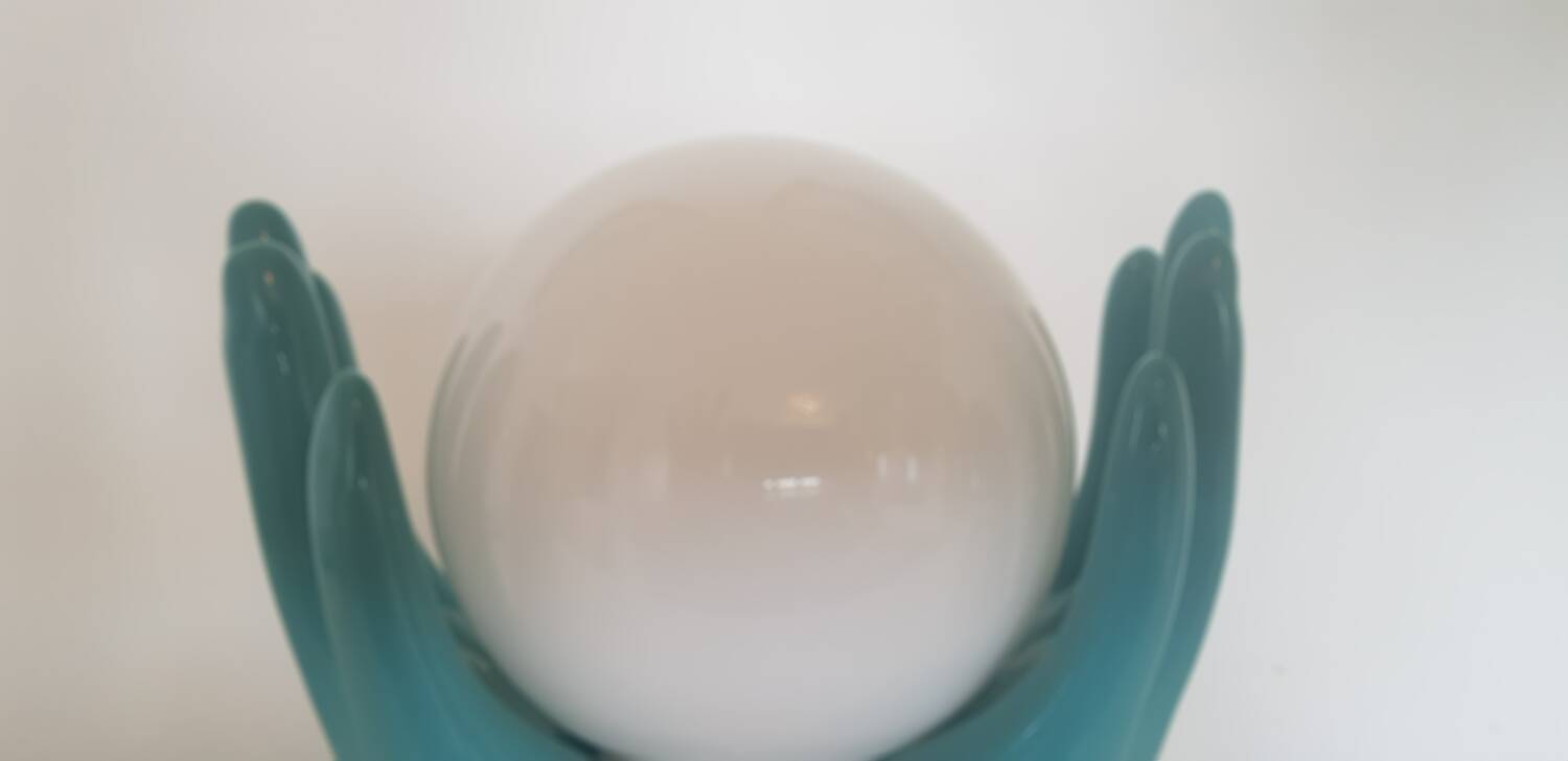 Ceramic and opaline lamp forming two hands, 1970s