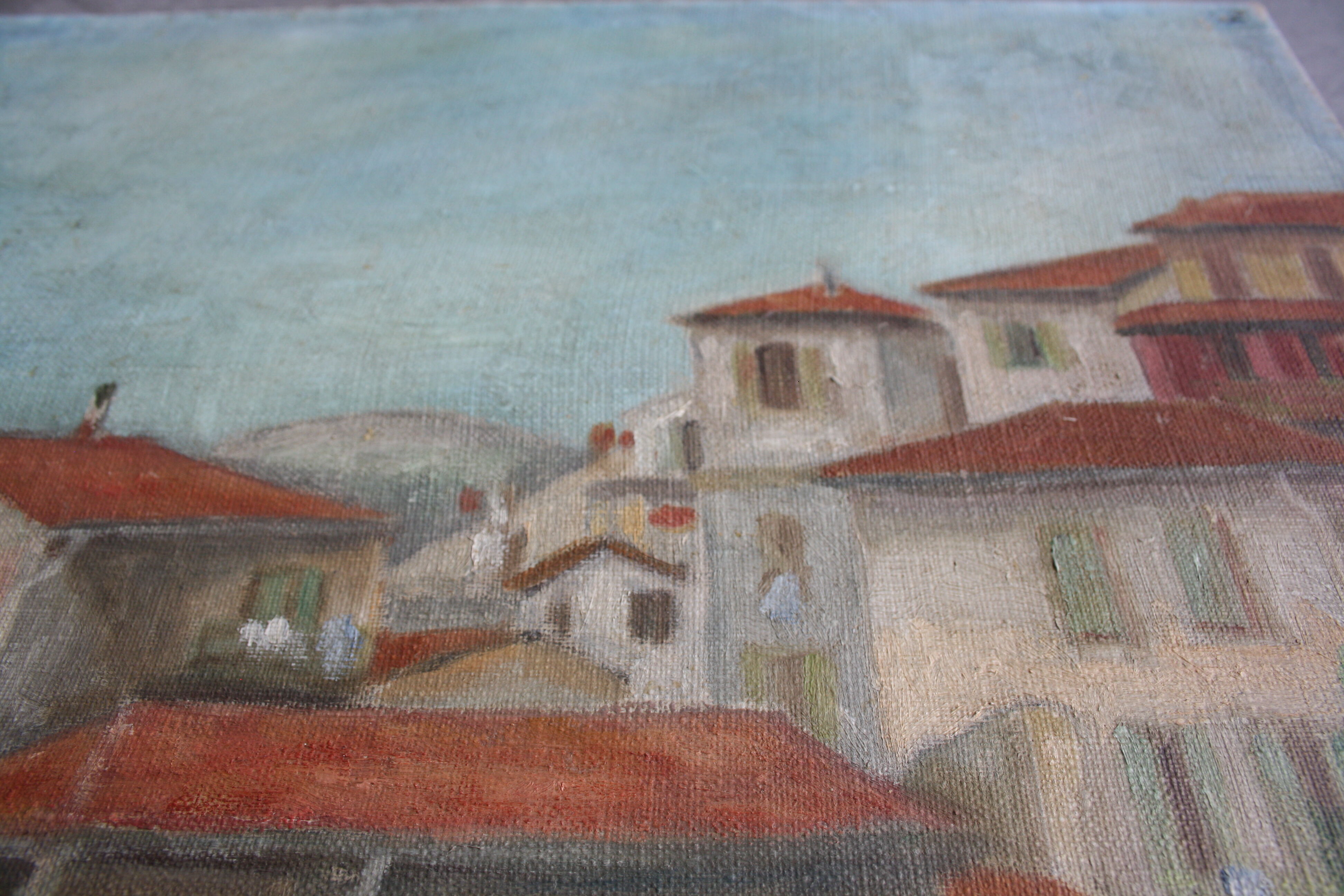 Oil on canvas representing Menton 1952