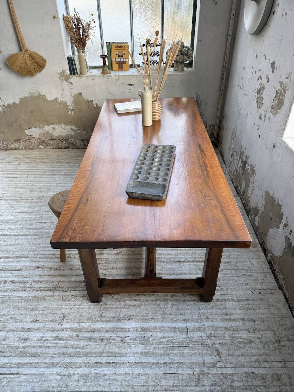 Rustic farmhouse table, solid oak, 2m