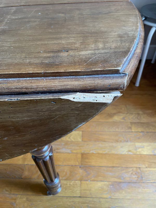 Round walnut table