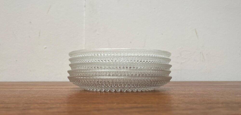 Set of 5 vintage Finnish glass plates from the Kastehelmi series by Oiva Toikka for Iittala.