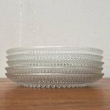 Set of 5 vintage Finnish glass plates from the Kastehelmi series by Oiva Toikka for Iittala.