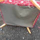 Scandinavian armchair in wood and red fabric
