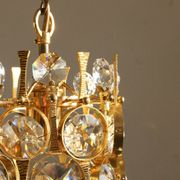 Hollywood Regency Brass & Crystal Glass Ceiling Lamp by Christoph Palme for Palwa