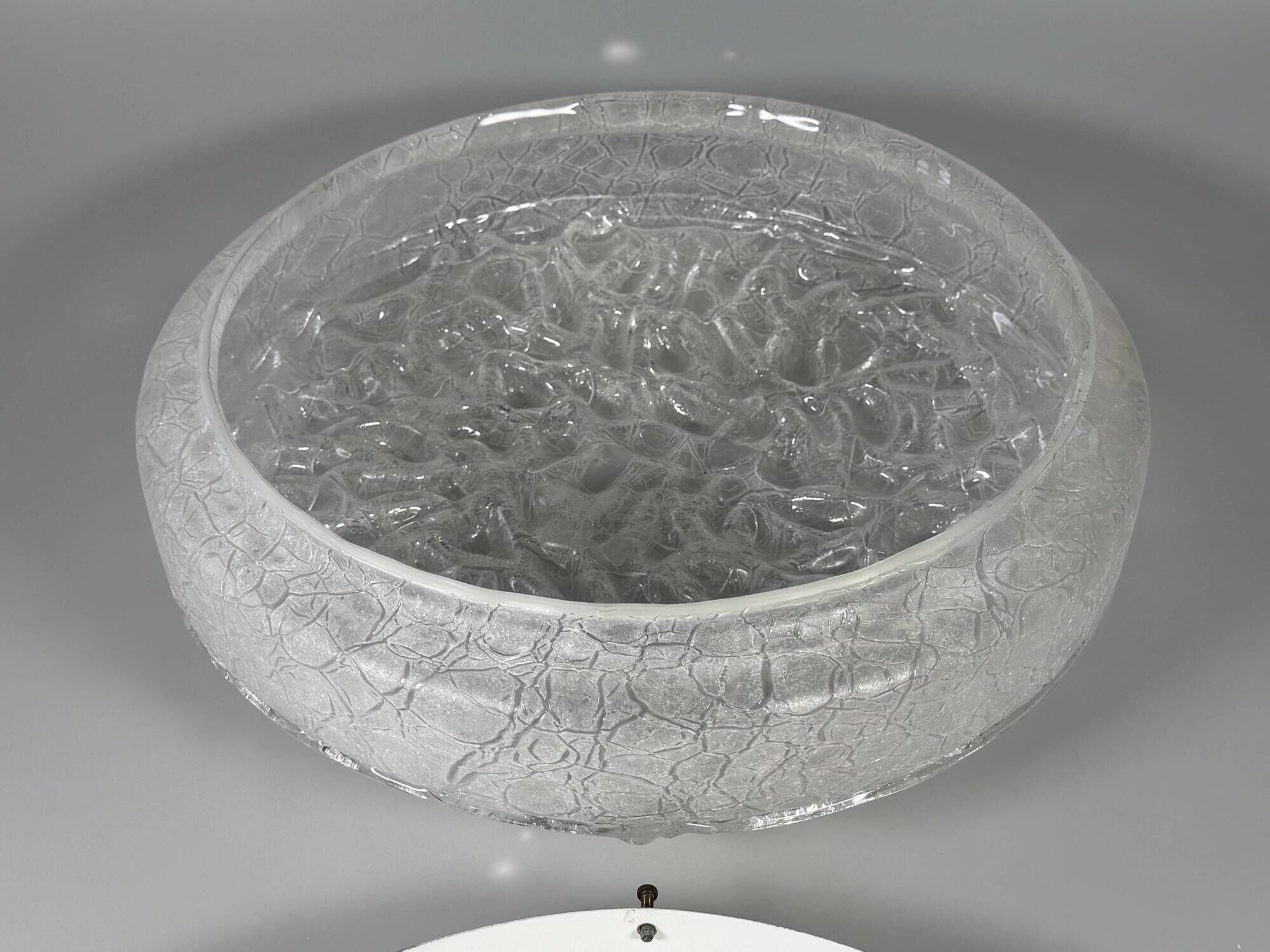1960s 1970s Ceiling Lamp Ice Glass Doria Germany Space Age Design