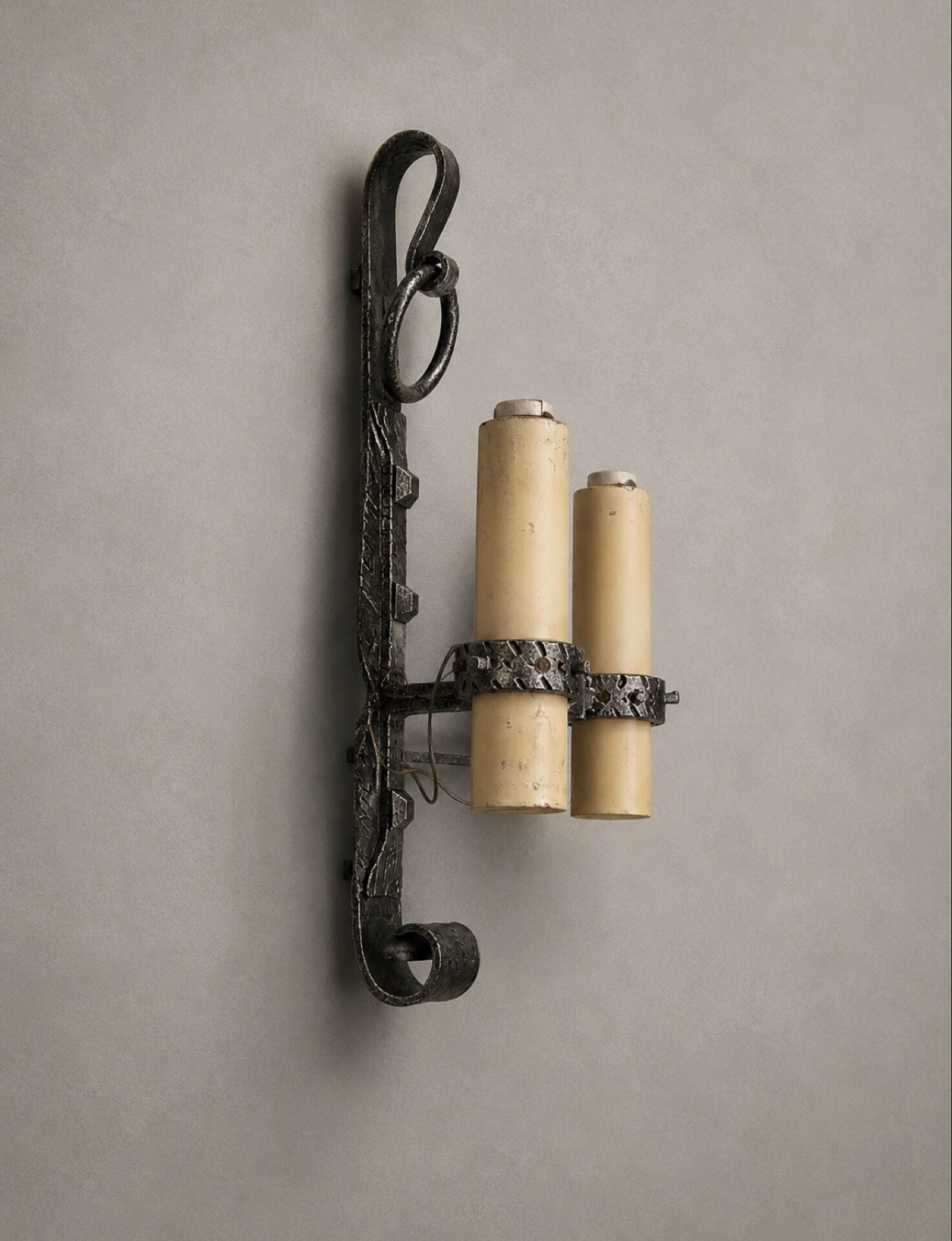 Brutalist Ferro Art wall sconces in wrought iron – Spain, 1970s
