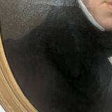 Oil on canvas Pair of portraits in gilded oval frames, 19th century