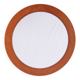 Vintage Large Round light wooden Wall Mirror, 1960s