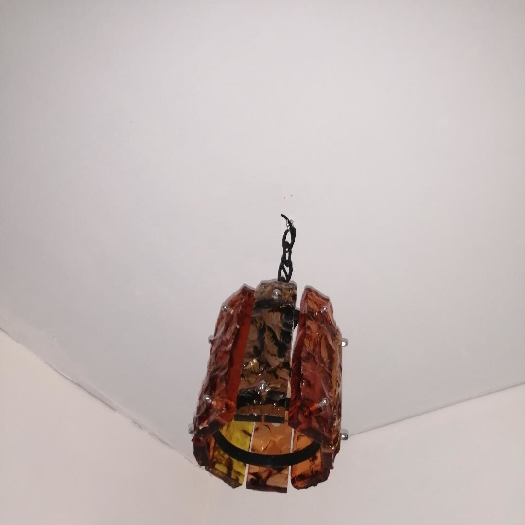 Pair of brutalist wall lamps and hanging lamps