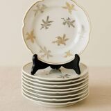 Assiettes anciennes a dessert élégantes en porcelaine de limoges