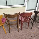 set of 6 mismatched vintage wooden bistro chairs