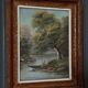 Huile sur panneau paysage de bord de rivière par J. Audry XXe