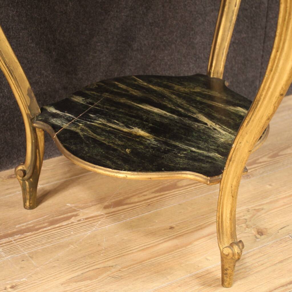 Table basse de salon en faux marbre doré et laqué