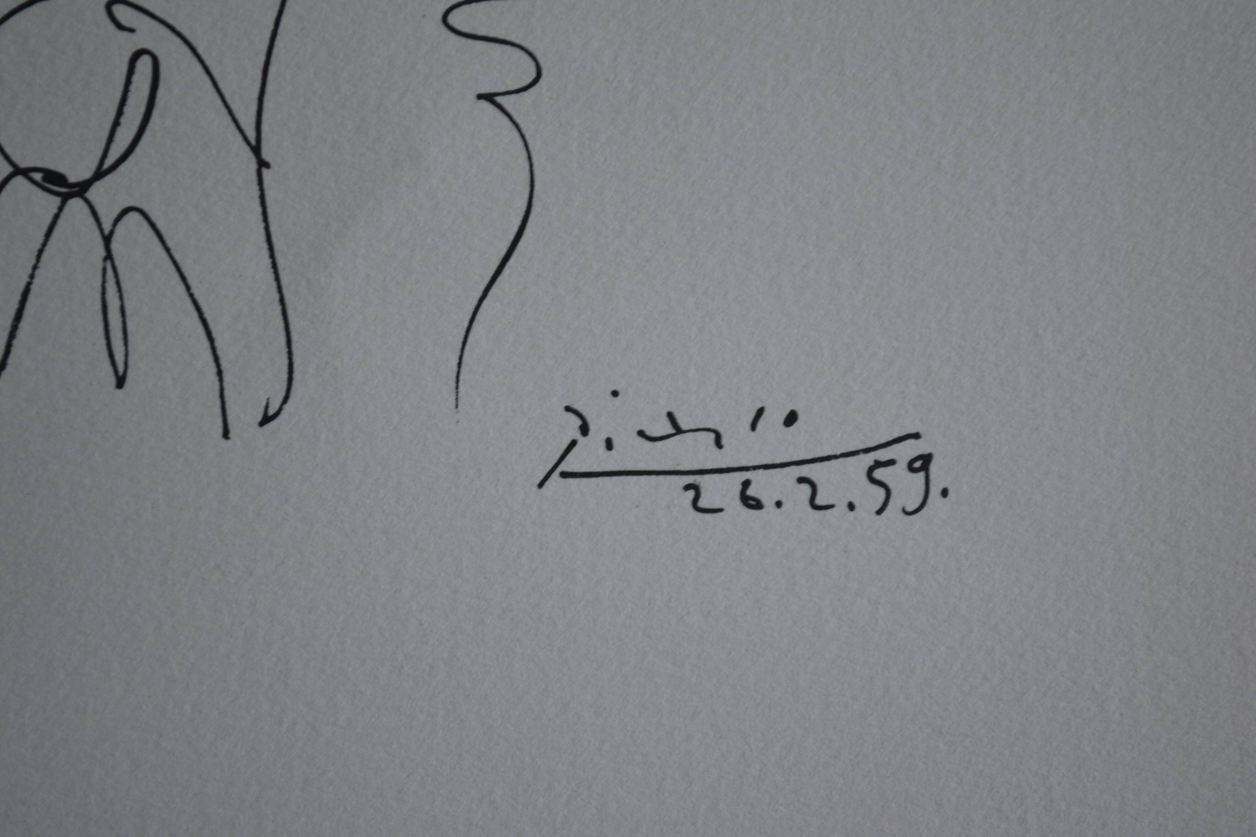 Picasso original lithograph 1959 Frédéric Joliot-Curie 38x28cm