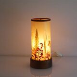 Scandinavian lamp in wood and resin with floral decor 1960
