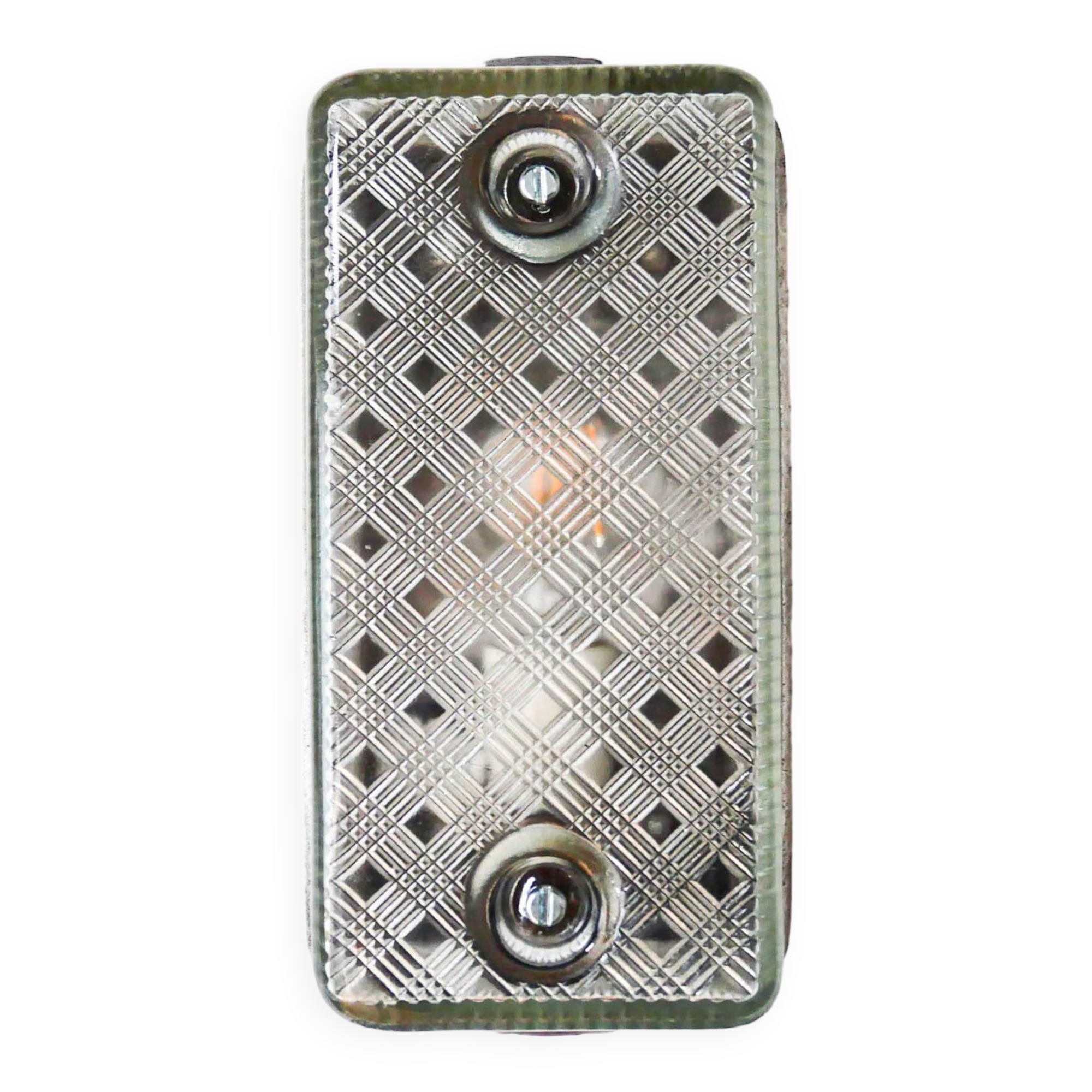 Ancienne applique en fonte d’aluminium et verre quadrillé