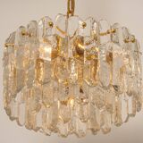 Luminaire en laiton doré, verre cristal Palazzo, Kalmar, Autriche, 1970