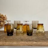 8 small, mismatched vintage glasses