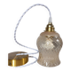 Vintage pendant light, textured amber and granite tulip glass, white twisted cord