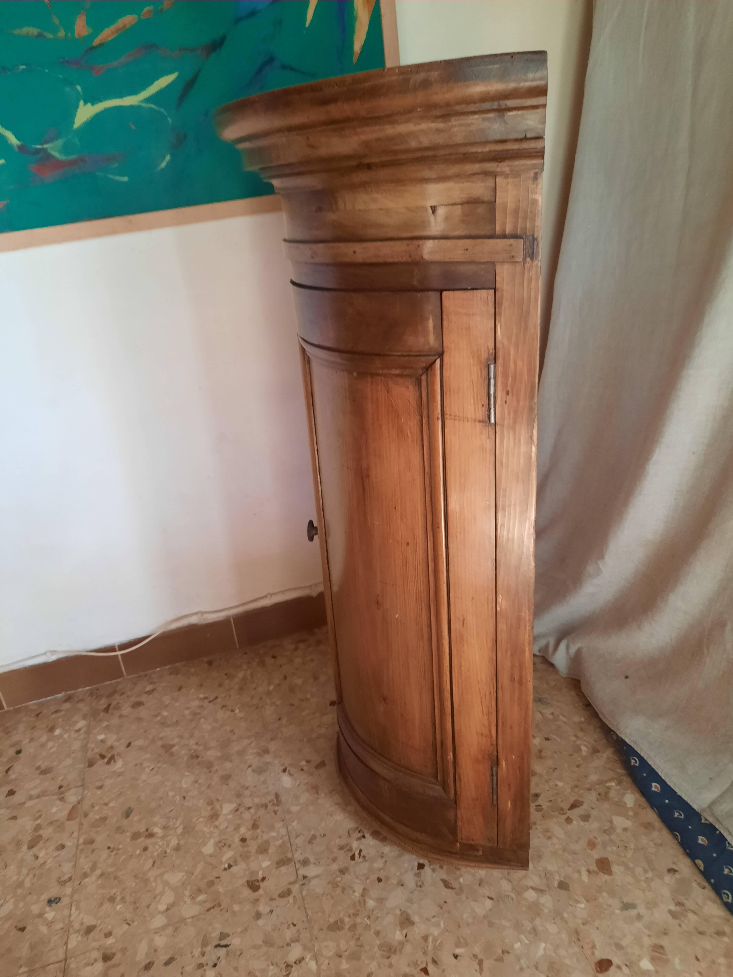 Antique curved corner cabinet