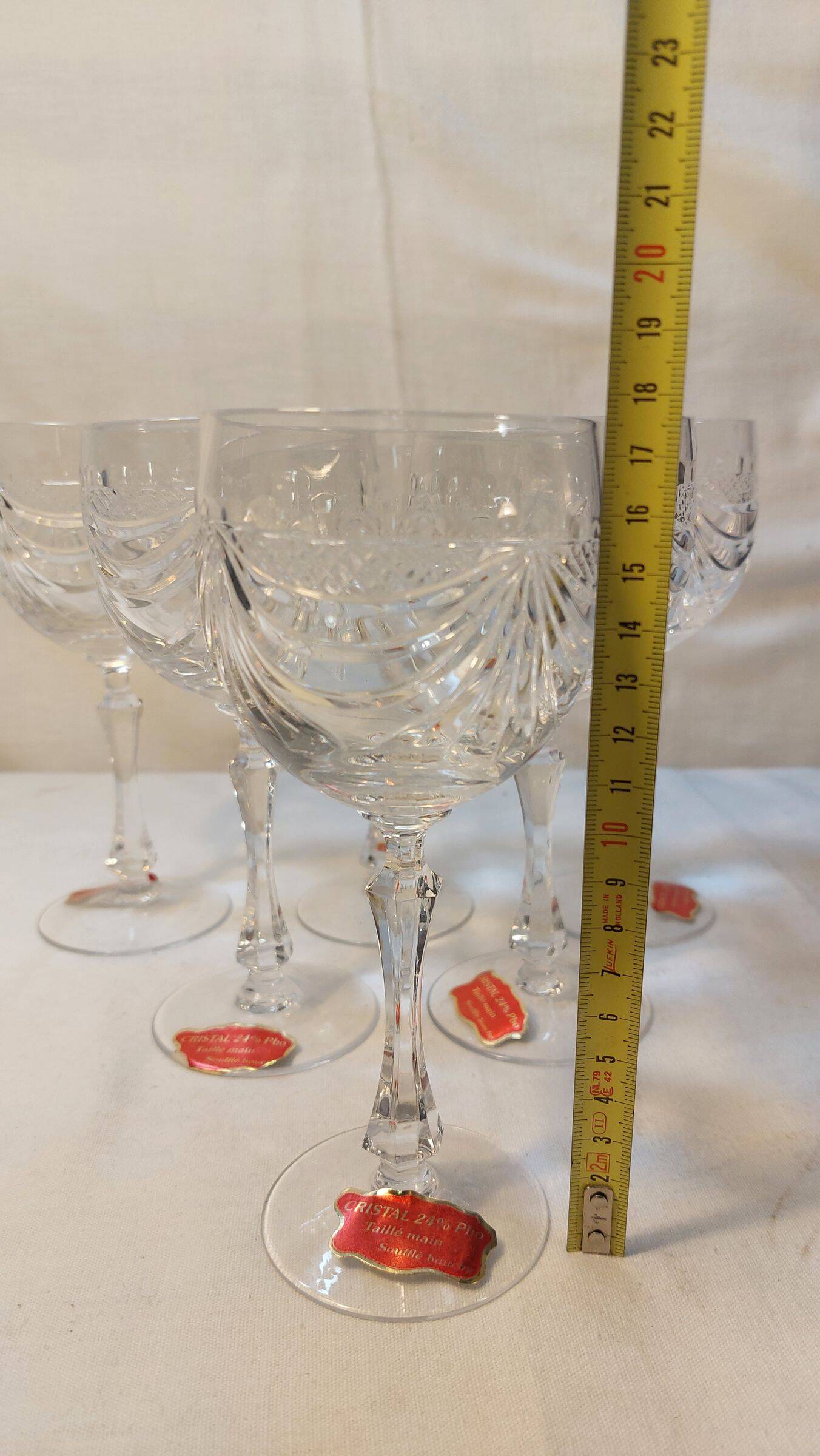 Set of 6 wine glasses and carafe in Lorraine Crystal - Gérard Model