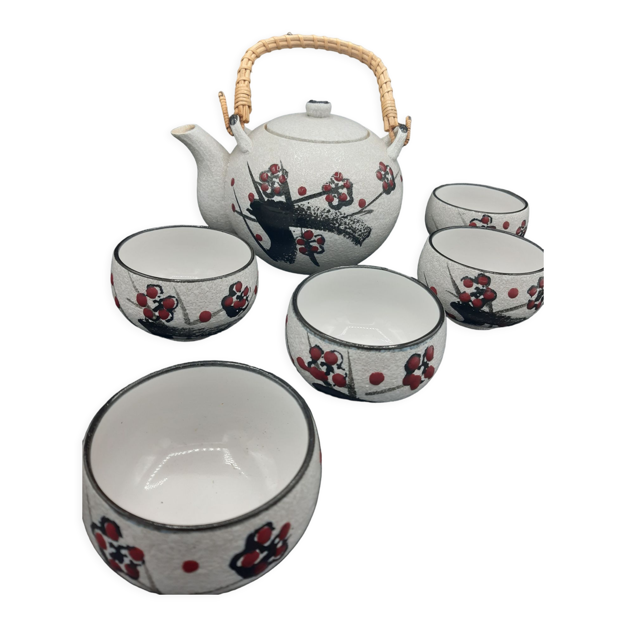 Teapot and 5 cups inspired by Japan
