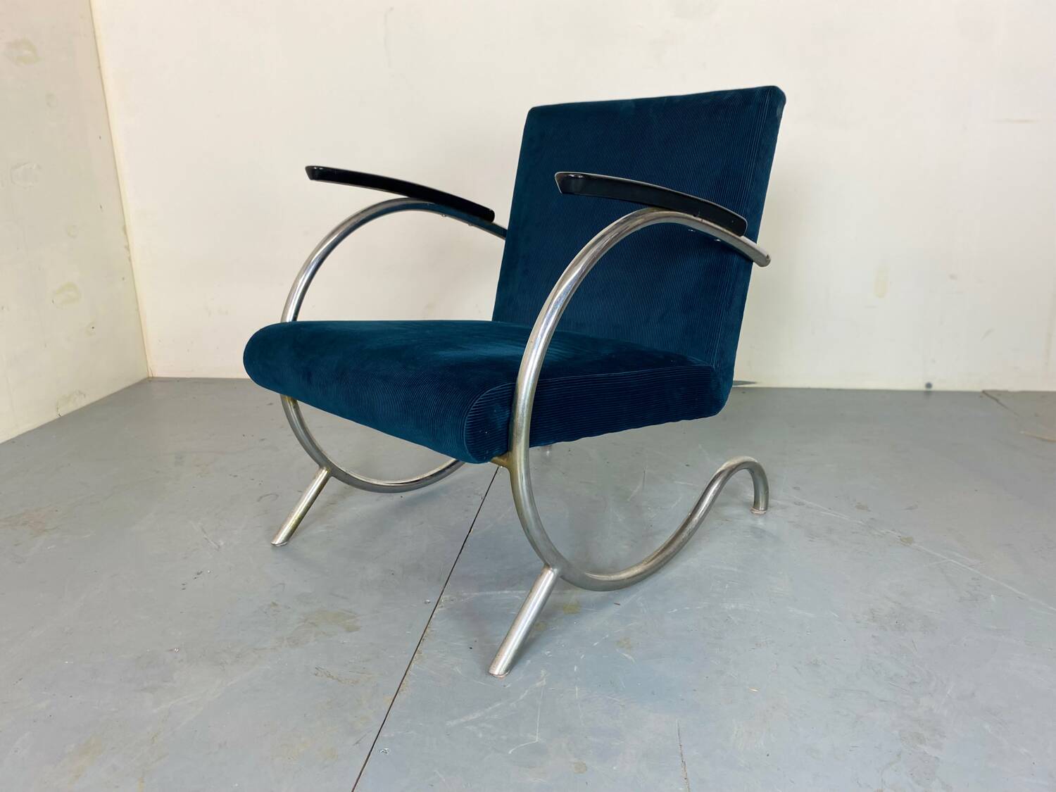 Fauteuil Bauhaus Art Déco en Acier Tubulaire par Jan Schröfer pour Ahrend De Cirkel, 1920s