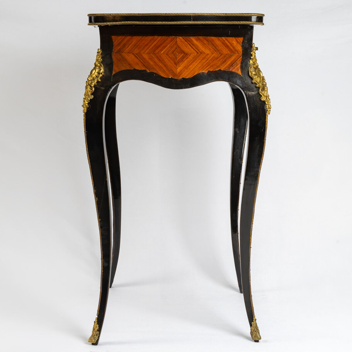 Blackened Natural Wood Worker - Rosewood Marquetry - Louis XV Style - Period: XIXth