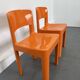 Ensemble de 2 chaises vintage Allibert en plastique orange, France 1970