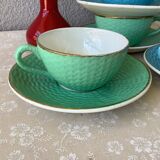 Tasses Digoin multicolores aspect tissage de panier