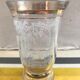 Pair Old Glass Vase Moulded Gold Decor AMORA - Vintage Geometric Design