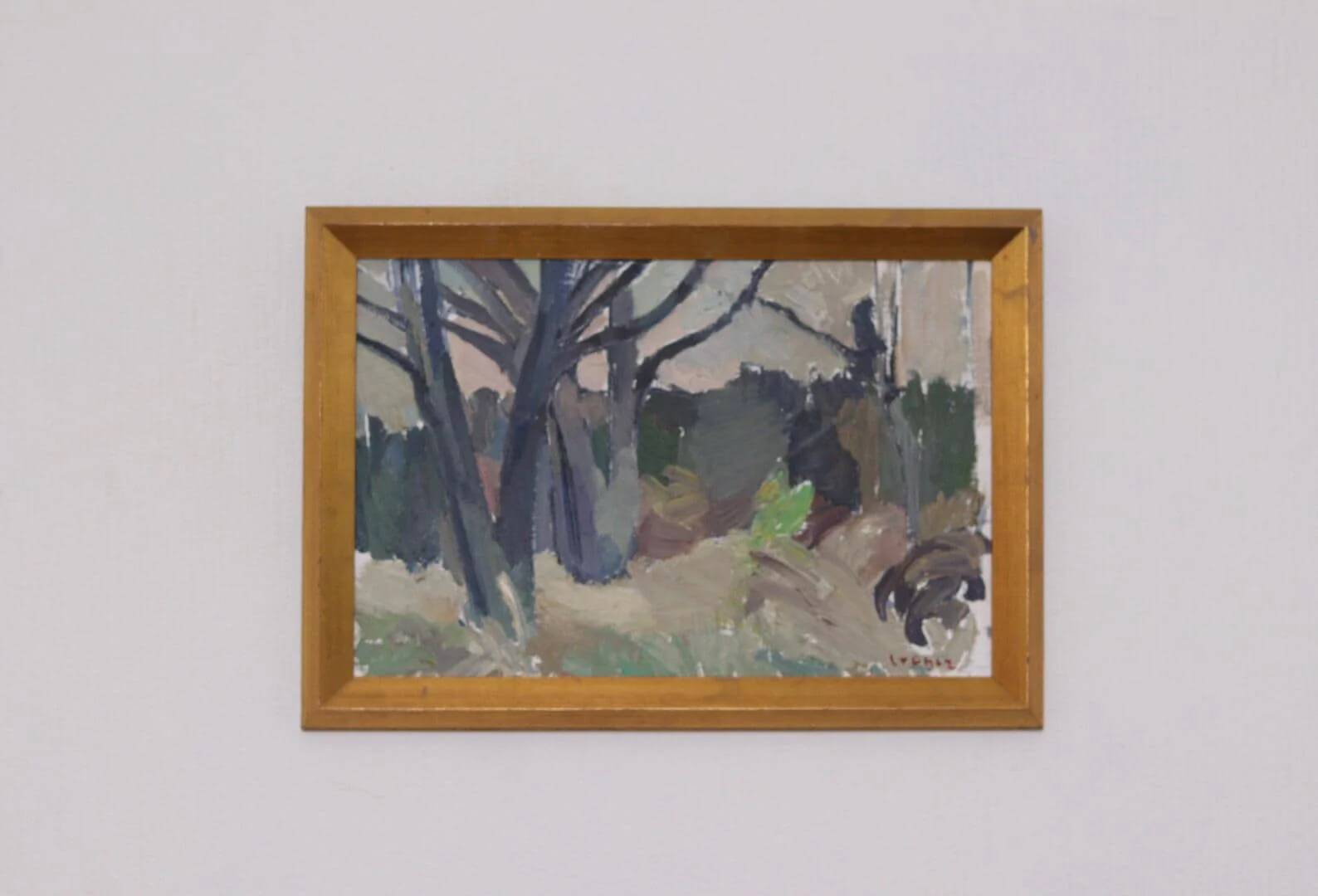 Mid Century Swedish Oil on Panel – “Abstract Woodland” by Bengt Crantz