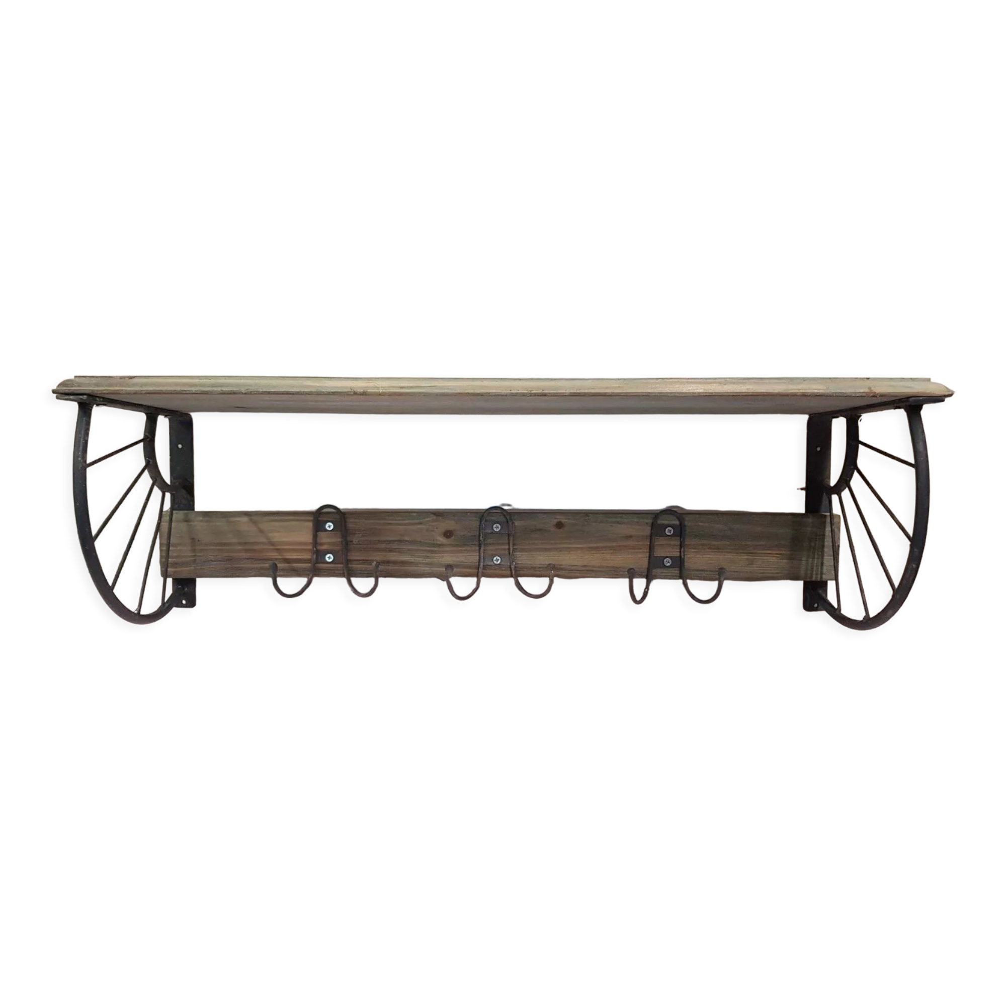 Coat rack with iron and wood hat rack