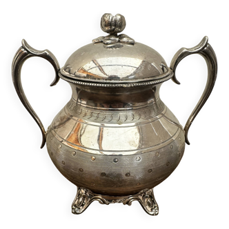 English silver plated sugar bowl, Victorian period